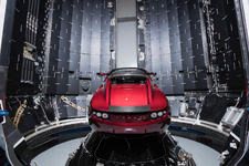 Tesla Roadster being prepped for the Falcon Heavy rocket. (Back View)