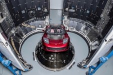Tesla Roadster being prepped for the Falcon Heavy rocket. (Front View)